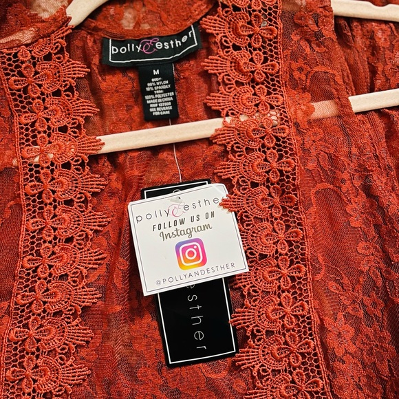 🔥POLLY & ESTHER Lace Rust Kimono✨ - Picture 4 of 7